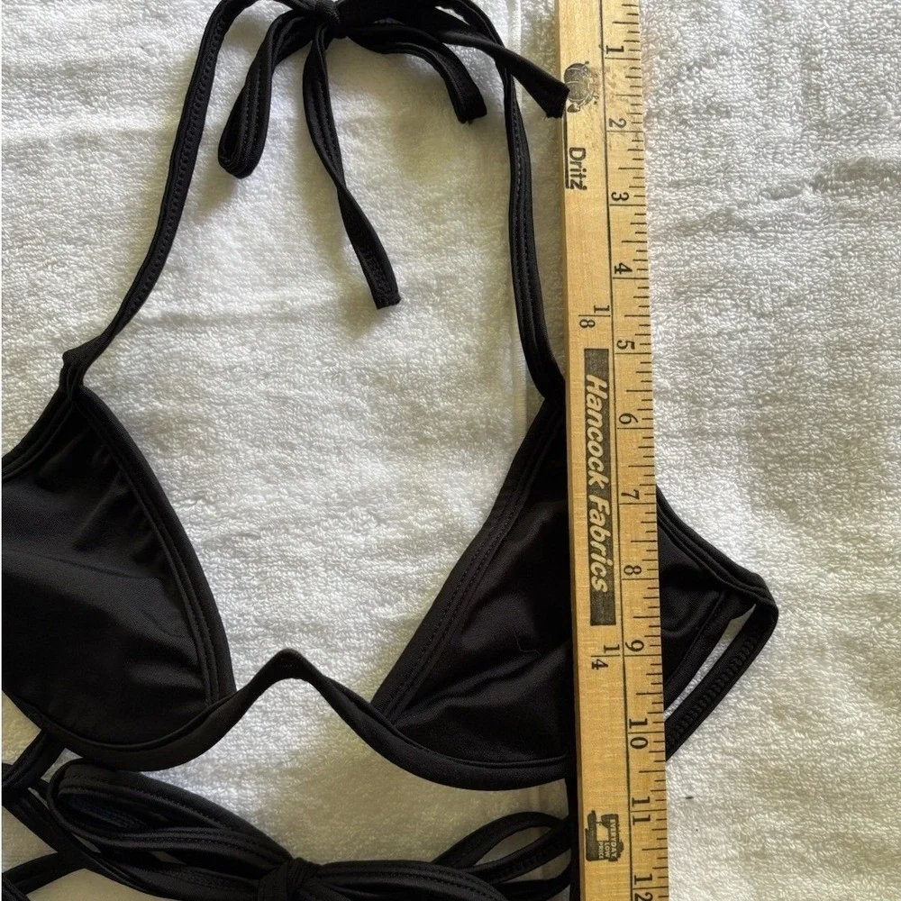 PrettyLittleThing Black V-Wire Triangle Halter Bikini Top 6 US Sexy Vacation Hot